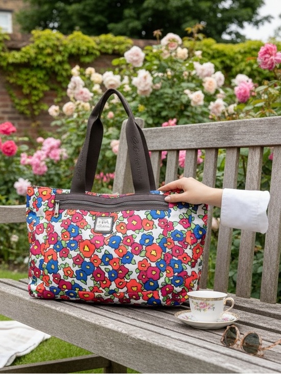 Brighton Handbags - Brighton Multicolor Floral Tote with Blue, Red & Pink Blooms